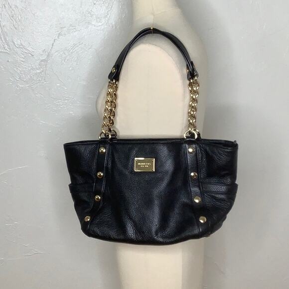 Michael Kors Delaney Gold hardware & Chain Link Studded shoulder bag w dust bag - Picture 2 of 16